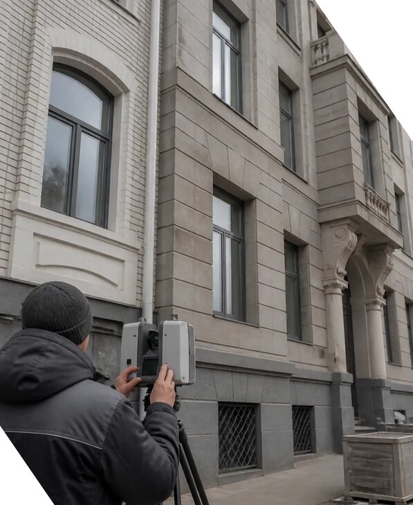 Лазерное сканирование фасадов зданий для обследования в Черногорске